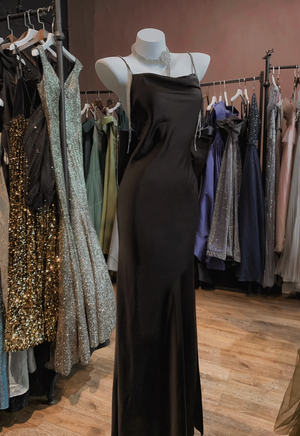 Black Charming Mermaid Spaghetti Straps Satin Backless Without Sleeves Long Prom Dress,Evening Dress GG5509