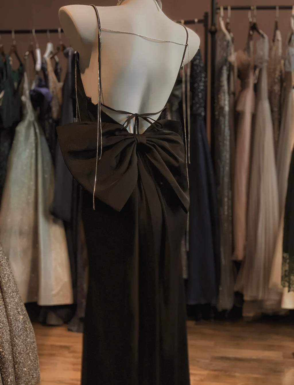 Black Charming Mermaid Spaghetti Straps Satin Backless Without Sleeves Long Prom Dress,Evening Dress GG5509