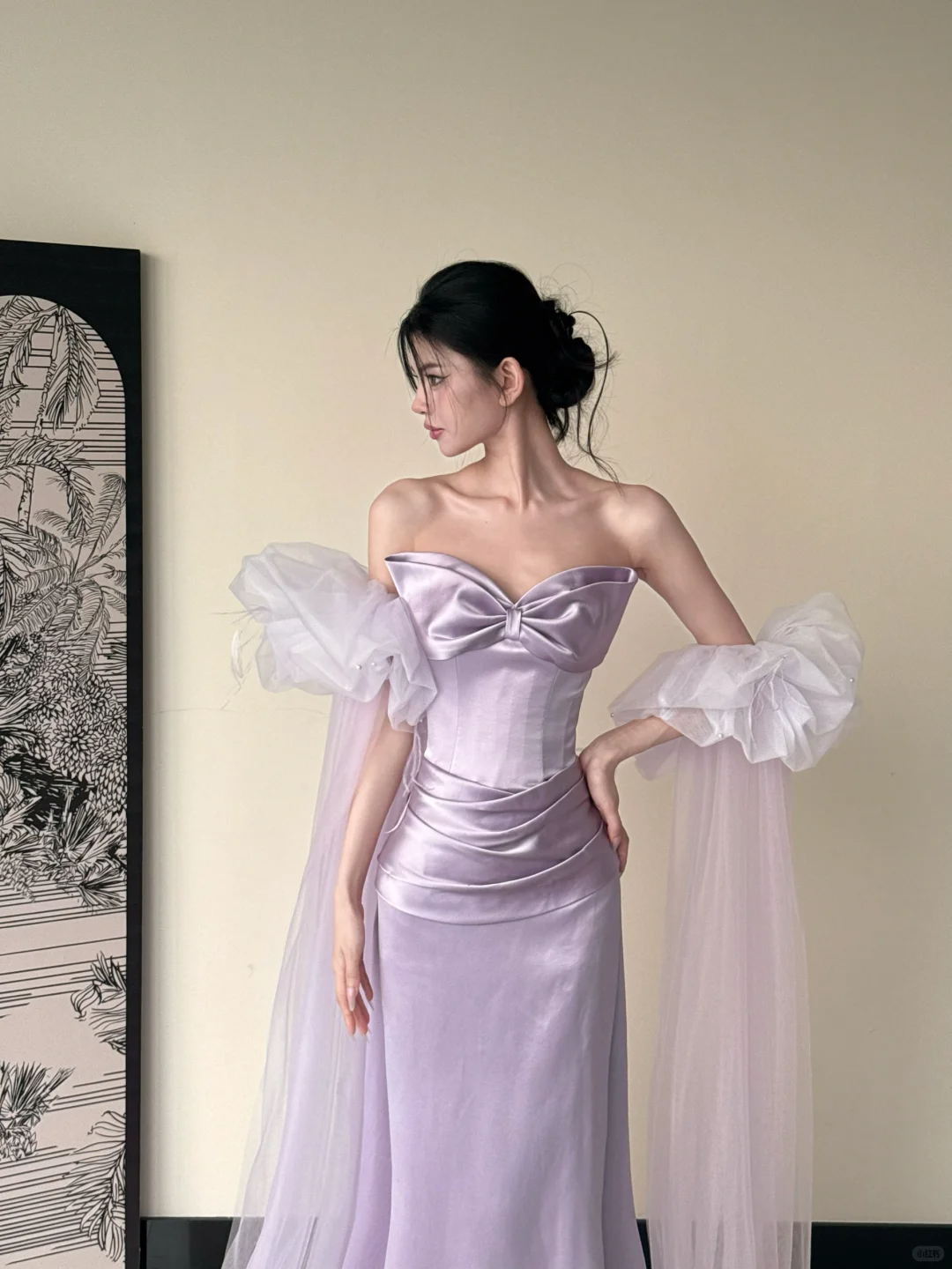Lilac Mermaid Strapless Satin Without Sleeves Long Prom Dress,Evening Dress GG5513