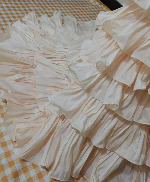 Classy Mermaid Strapless Tiered Chiffon Ruffle Hem Without Sleeves Long Prom Dress,Evening Dress GG5516