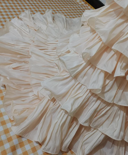 Classy Mermaid Strapless Tiered Chiffon Ruffle Hem Without Sleeves Long Prom Dress,Evening Dress GG5516