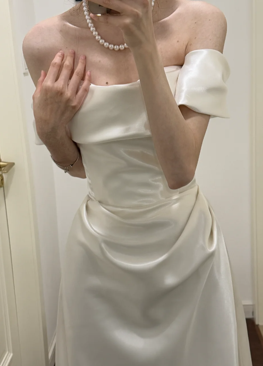 Elegant A Line Off The Shoulder Satin Without Sleeves Long Prom Dress,Evening Dress GG5527