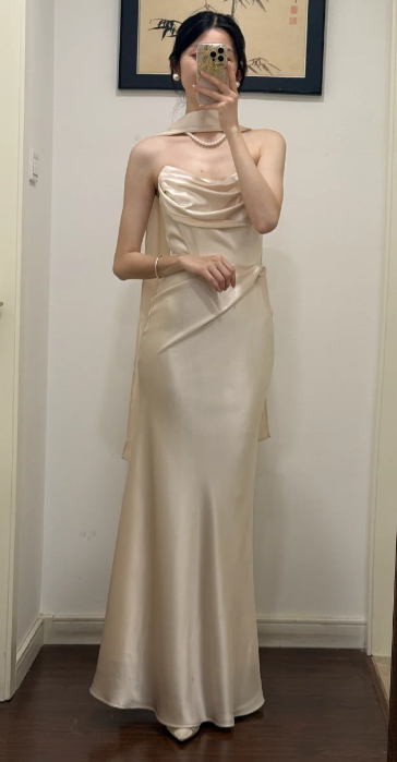 Elegant Mermaid Strapless Satin Without Sleeves Long Prom Dress,Evening Dress GG5531