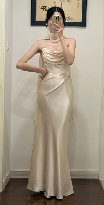 Elegant Mermaid Strapless Satin Without Sleeves Long Prom Dress,Evening Dress GG5531