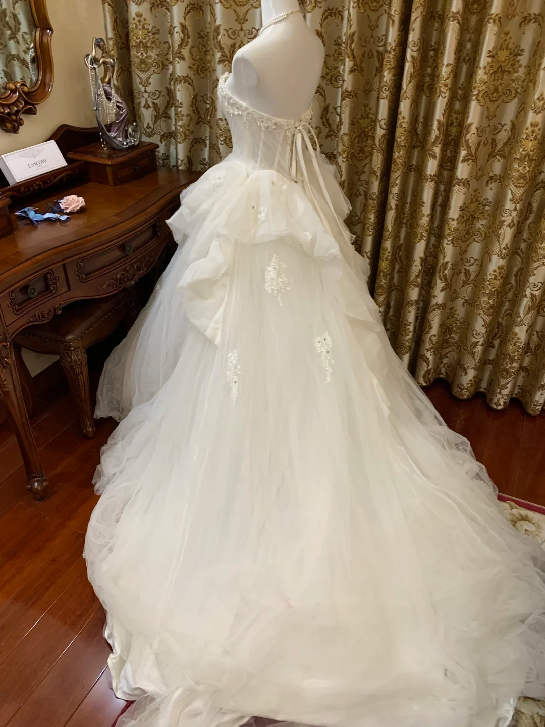 Princess Ball Gown Sweetheart Tulle Applique Without Sleeves Long Prom Dress,Evening Dress GG5533