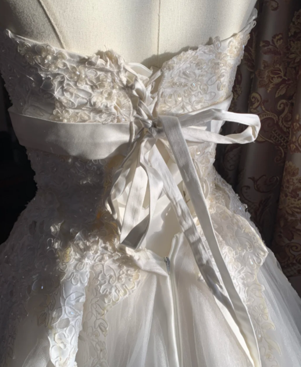 Pretty Ball Gown Strapless Tulle Lace Without Sleeves Long Prom Dress,Evening Dress GG5535