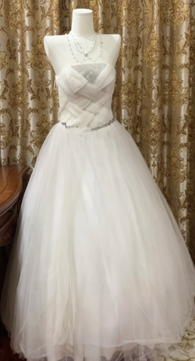 Cute Ball Gown Strapless Tulle Beaded Without Sleeves Long Prom Dress,Evening Dress GG5536