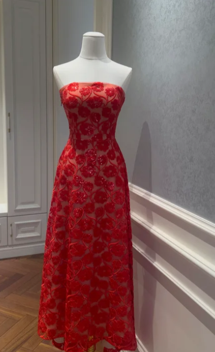 Charming A Line Strapless Tulle Sequin Without Sleeves Long Prom Dress,Evening Dress GG5539