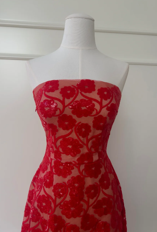 Charming A Line Strapless Tulle Sequin Without Sleeves Long Prom Dress,Evening Dress GG5539