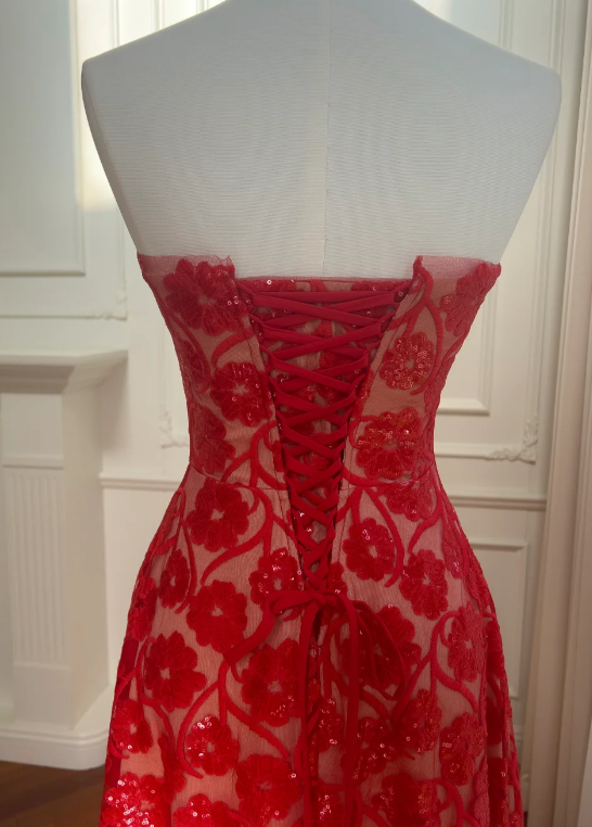 Charming A Line Strapless Tulle Sequin Without Sleeves Long Prom Dress,Evening Dress GG5539