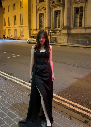 Charming Black Mermaid Strapless Satin Slit Without Sleeves Long Prom Dress,Evening Dress GG5540