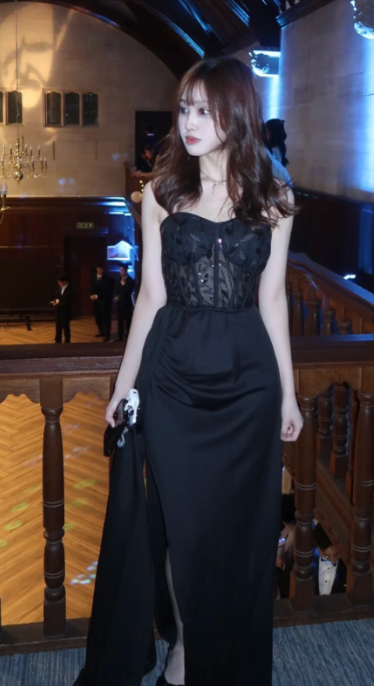 Charming Black Mermaid Strapless Satin Slit Without Sleeves Long Prom Dress,Evening Dress GG5540