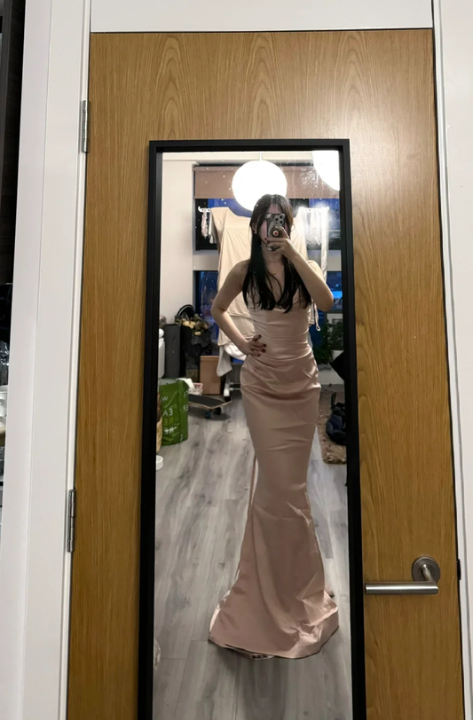 Sexy Mermaid Spaghetti Straps Satin Without Sleeves Long Prom Dress,Evening Dress GG5551