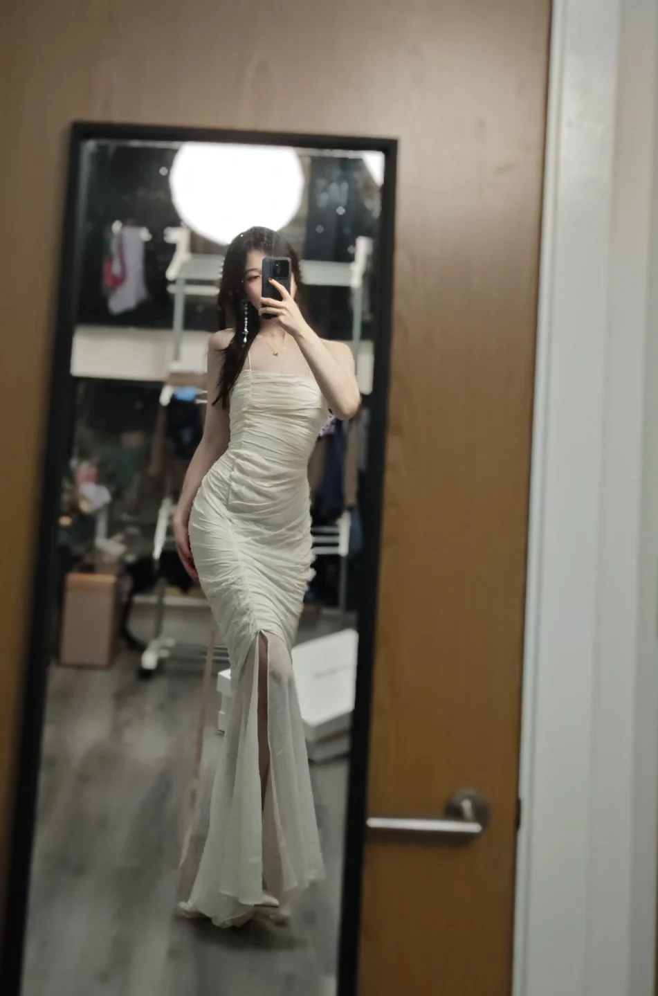 Charming Mermaid Spaghetti Straps Chiffon Slit Without Sleeves Long Prom Dress,Evening Dress GG5552