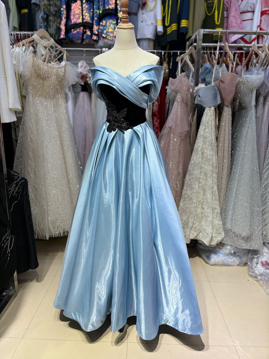 Pretty A Line Strapless Satin Beaded Without Sleeves Long Prom Dress,Evening Dress GG5554