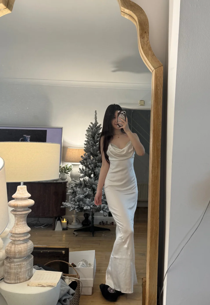 Sexy Mermaid Spaghetti Straps Satin Without Sleeves Long Prom Dress,Evening Dress GG5558