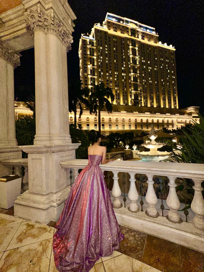 Shiny A Line Strapless Satin Sequin Without Sleeves Long Prom Dress,Evening Dress GG5559