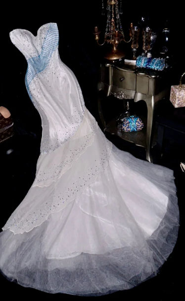 Pretty Mermaid Sweetheart Tulle Beaded Without Sleeves Long Prom Dress,Evening Dress GG5568