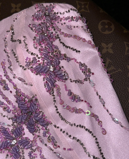 Pretty Lilac A Line Sweetheart Satin Tulle Beaded Without Sleeves Long Prom Dress,Evening Dress GG5571