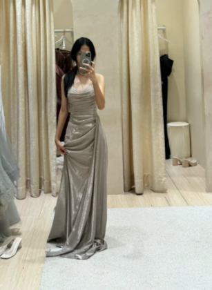 Elegant A Line Satin Without Sleeves Long Prom Dress,Evening Dress GG5580