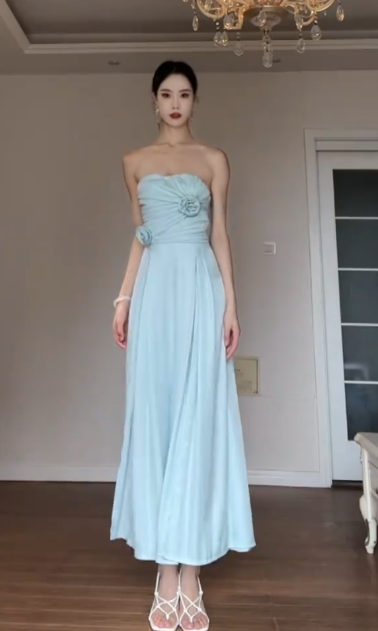 Pretty A Line Strapless Chiffon Slit Without Sleeves Long Prom Dress,Evening Dress GG5581
