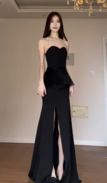 Formal Black Mermaid Sweetheart Satin Slit Without Sleeves Long Prom Dress,Evening Dress GG5584