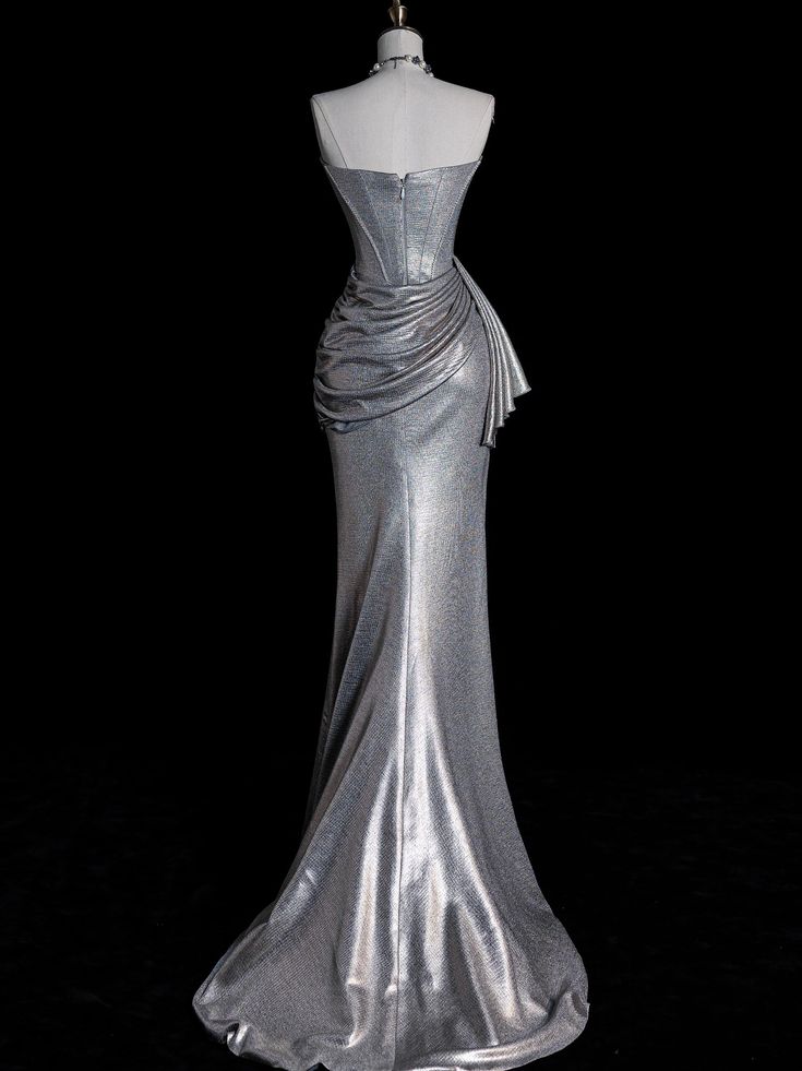 Gorgeous Mermaid Strapless Pleats Satin Silt Long Prom Dress,Evening Dress GG583