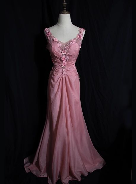Unique A Line Satin Lace Applique Long Prom Dress,Evening Dress GG5169