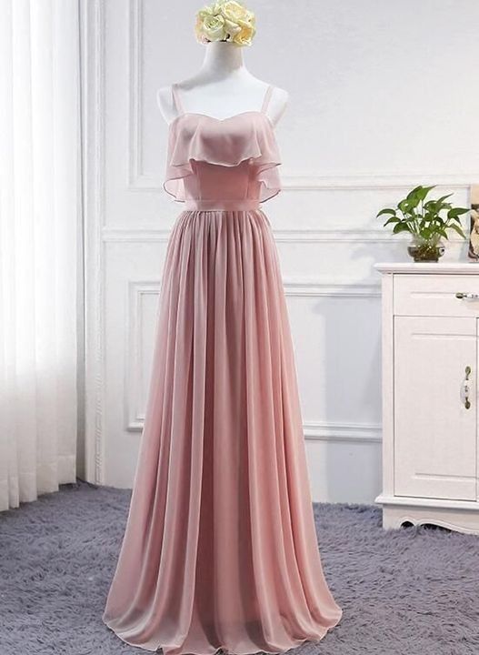 Glam A Line Sweetheart Dusty Pink Chiffon Long Prom Dress,Evening Dress GG644