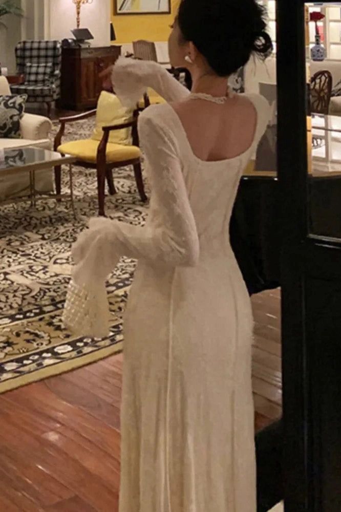 Elegant A Line Sweetheart Satin Applique Long Sleeve Long Prom Dress,Evening Dress GG794