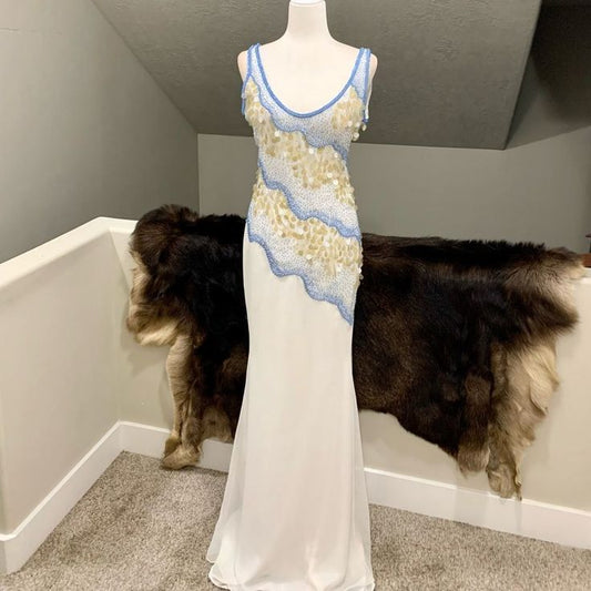 Chic Mermaid Water Ripple Pattern Sequins And Beaded Long Prom Dress,Evening Dress GG804