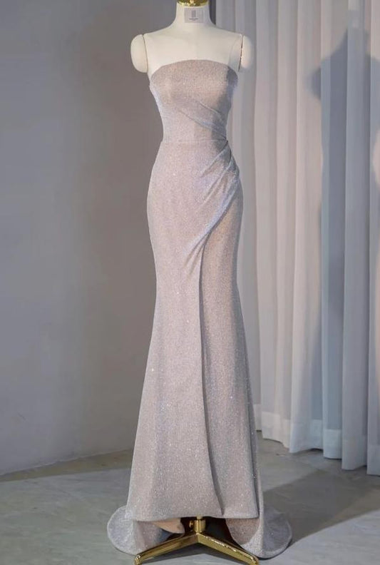 Sexy Mermaid Strapless Sequin Slit Long Prom Dress,Evening Dress GG838