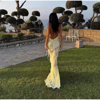 Sexy Mermaid Spaghetti Straps Bright Yellow Sequin Chiffon Long Prom Dress,Evening Dress GG855