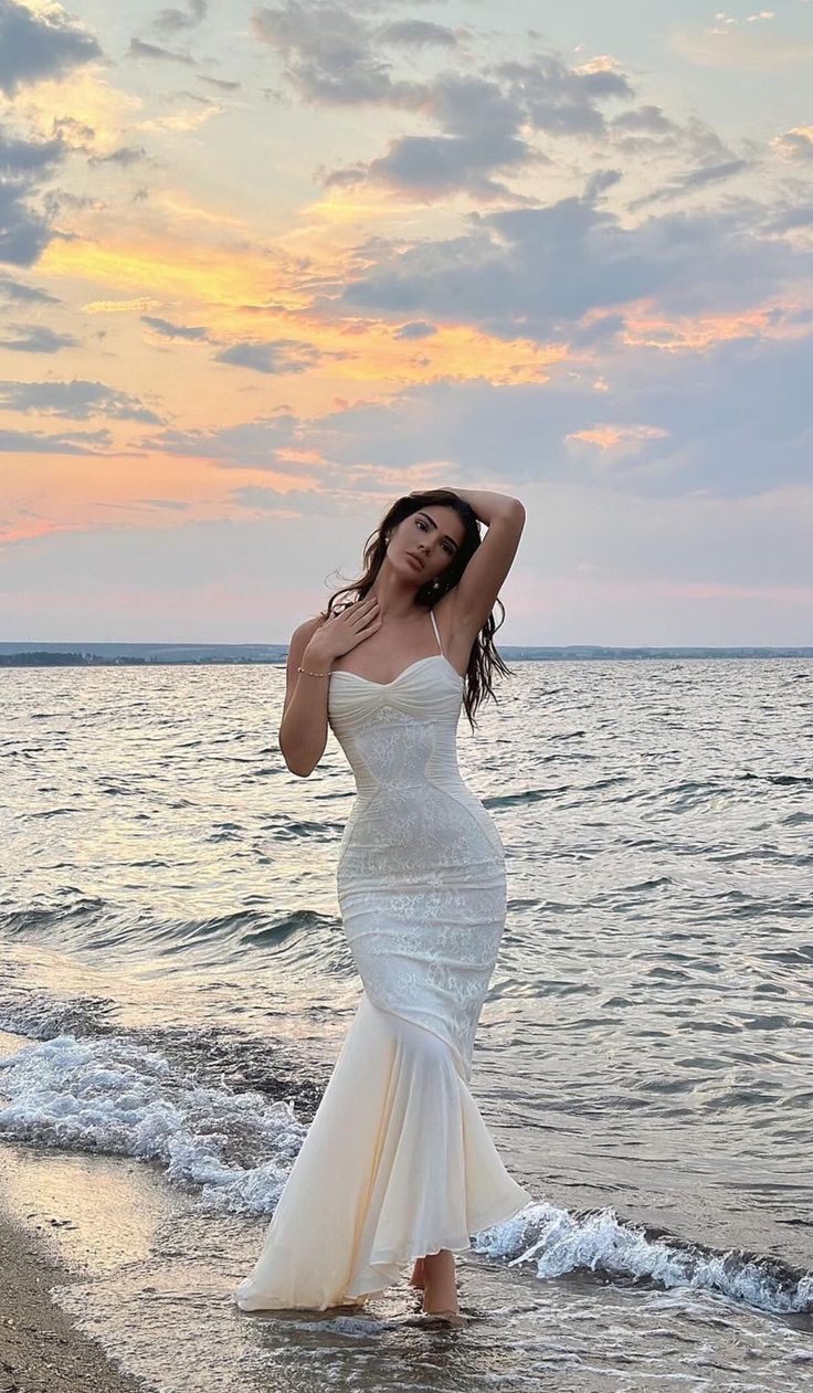 Elegant Mermaid Spaghetti Straps Pastel Yellow Lace Applique Chiffon Long Prom Dress,Evening Dress GG856