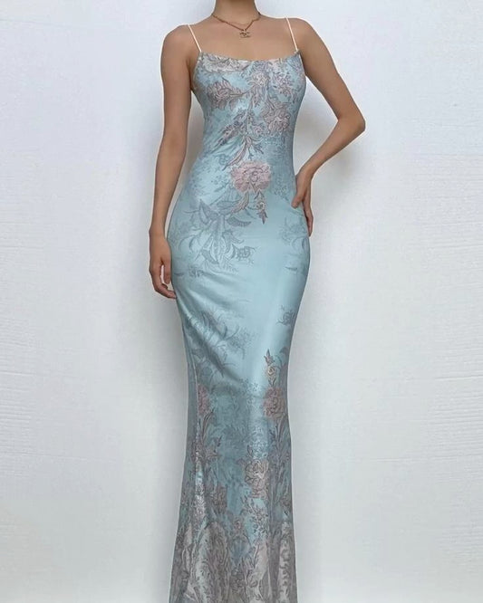 Close Fitting Mermaid Spaghetti Straps Silk Long Prom Dress,Evening Dress GG866