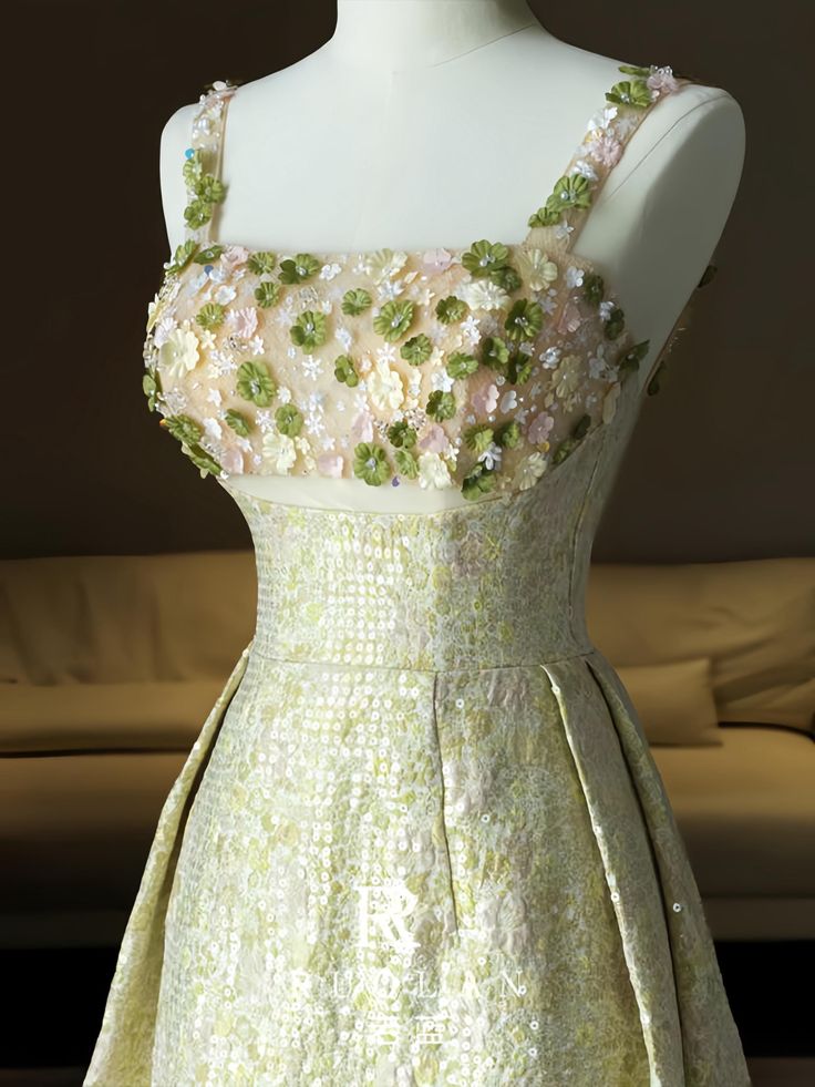 Glam A Line Square Satin Sequin Applique Beaded Long Prom Dress,Evening Dress GG875