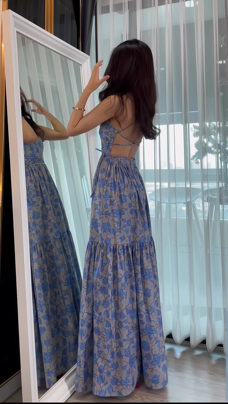 Elegant A Line Spaghetti Straps Satin Printing Backless Long Prom Dress,Evening Dress GG876