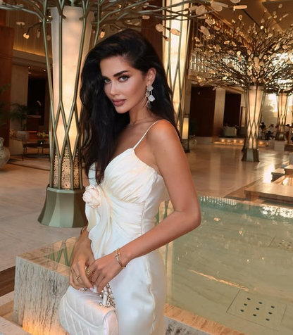 Graceful Mermaid Spaghetti Straps Satin Flower Ripple Long Prom Dress,Evening Dress GG887