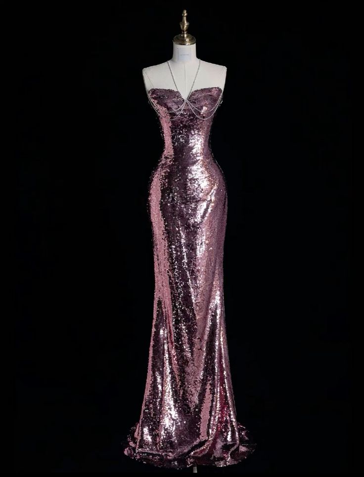 Glitter Mermaid Strapless Swetheart Sequin Long Prom Dress,Evening Dress GG902