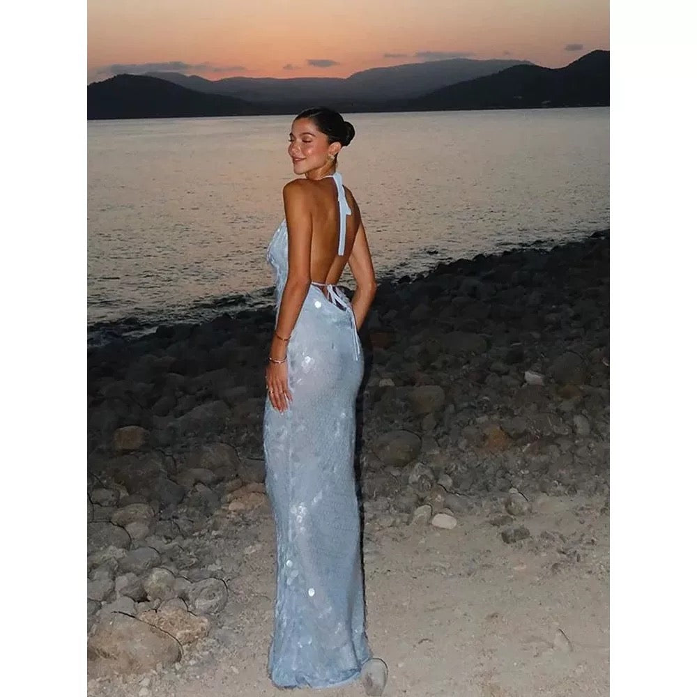 Charming Mermaid Spaghetti Straps Sequin Long Prom Dress,Evening Dress GG921