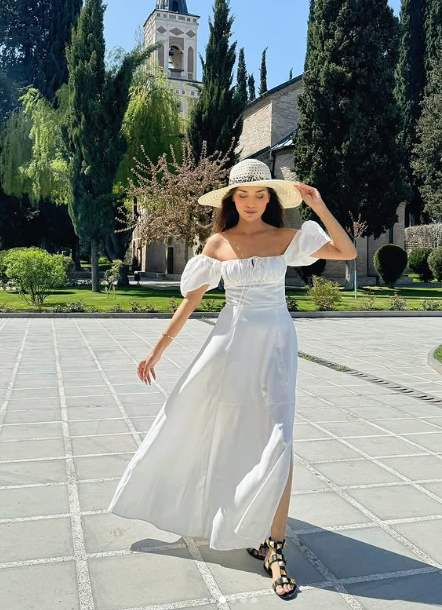 Elegant A Line Off The Shoulder White Chiffon Long Prom Dress,Evening Dress GG925