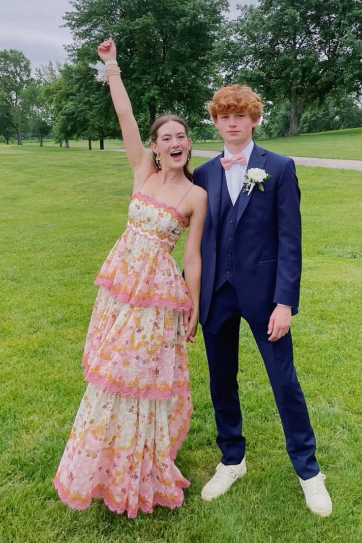 Fairy A Line Spaghetti Straps Layered Floral Satin Long Prom Dress,Evening Dress GG927