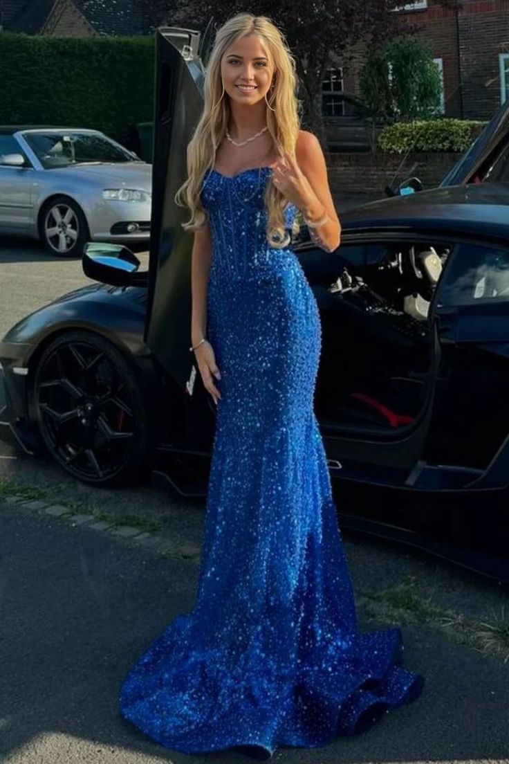 Shiny Mermaid Spaghetti Straps Sequin Beaded Long Prom Dress,Evening Dress GG938