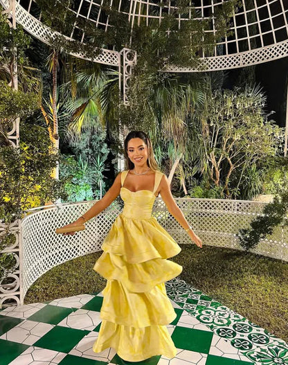 Energetic A Line Sweetheart Satin Layered Long Prom Dress,Evening Dress GG947