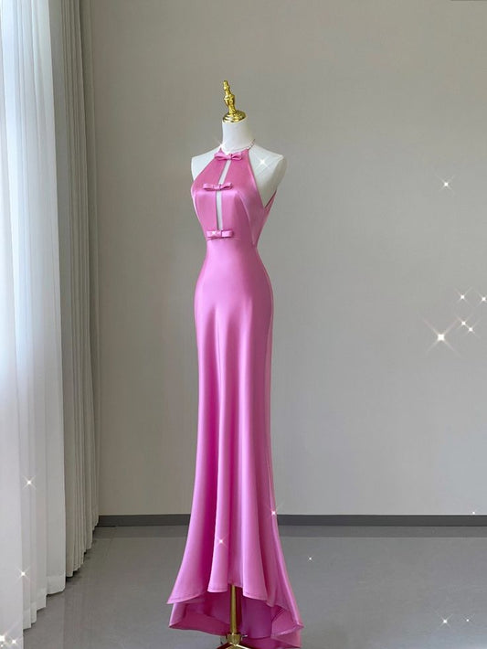 Gorgeous Mermaid Halter Silk Bow Long Prom Dress,Evening Dress GG954