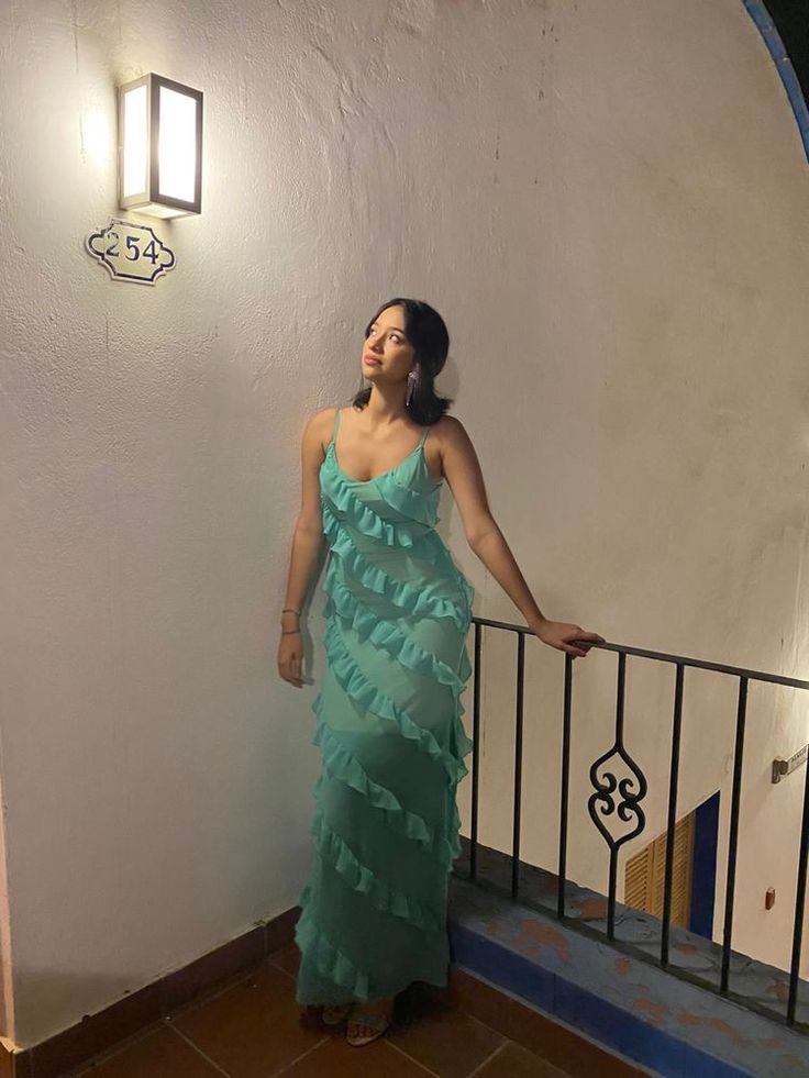 Elegant Mermaid Spaghetti Straps Mint Green Satin Ripple Long Prom Dress,Evening Dress GG976