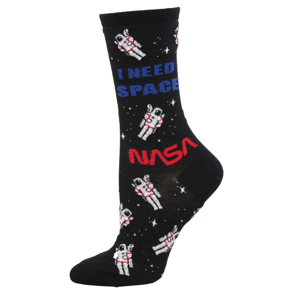 "I Need Space, NASA (Black) Crew Sock S/M"