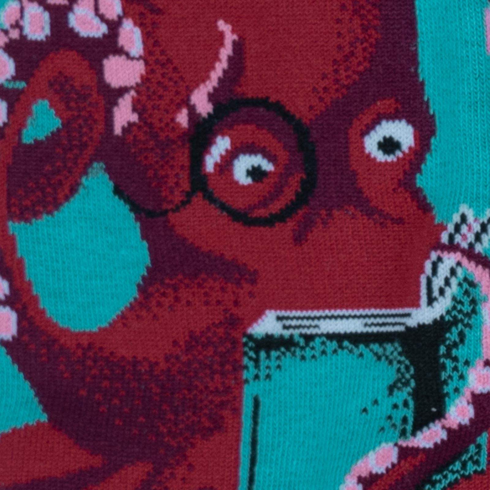 "Octive Reader, Octopus (Teal) Men's Crew Socks"