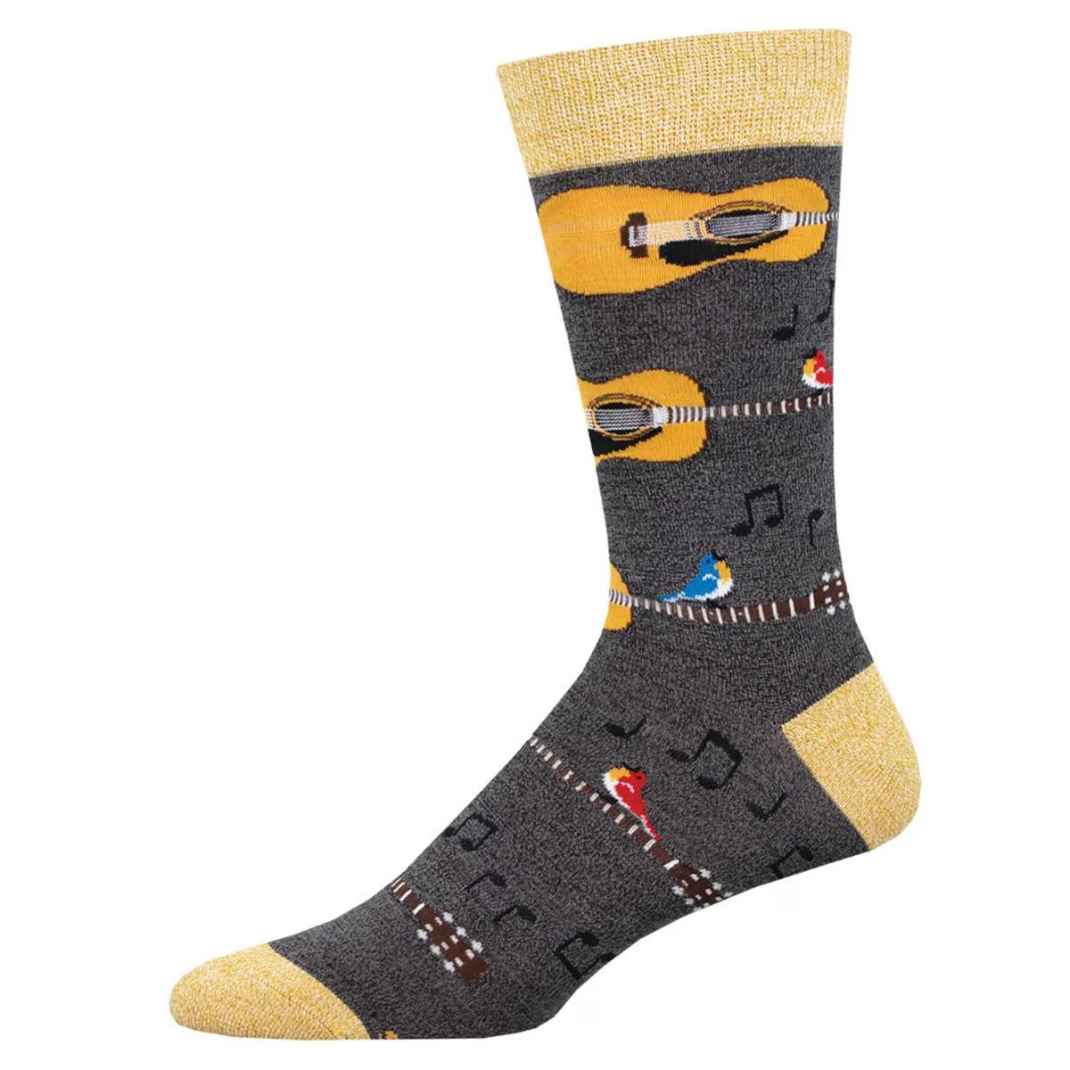 "Nice Acoustics, Guitars (Charcoal) Bamboo Crew Socks L/XL"