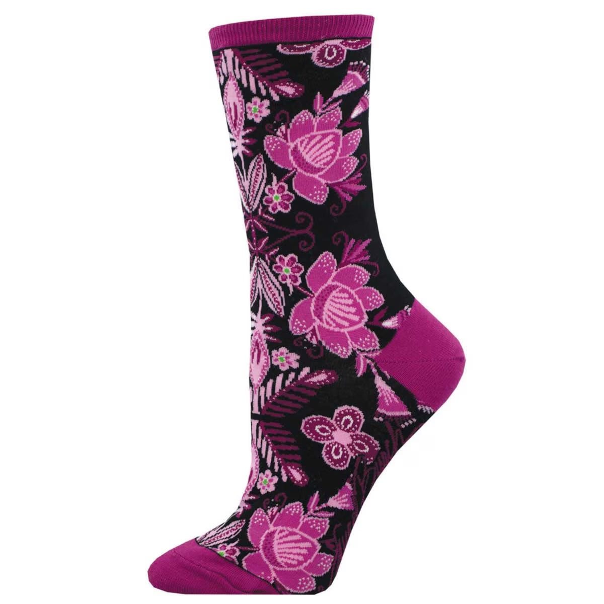 "Fiesta Floral, Laurel Burch (Black)  Crew Socks S/M"